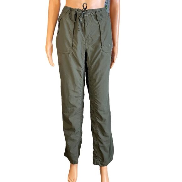 The North Face Army Green Convertible Hiking Pants Womens Size 14 Drawstring - Picture 1 of 9